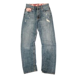 Sukarjan embroidered sakura patchwork denim jeans